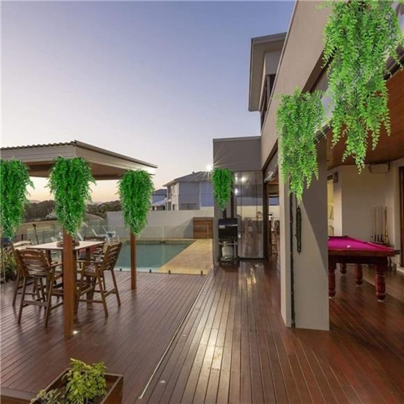 Faux Hanging Plant,4 Pcs Fake Plants Fake Fern Wall Artificial Plants - Picture 4 of 8